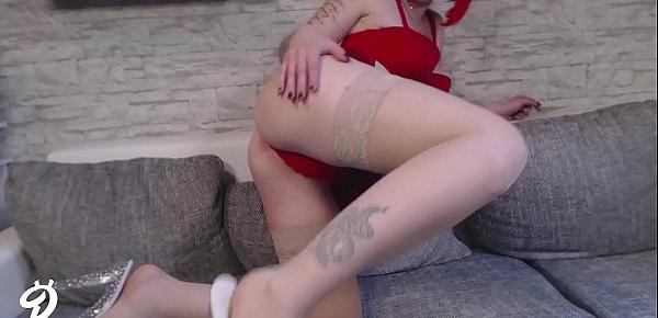  Striptease in sexy roter reizwäsche für dich